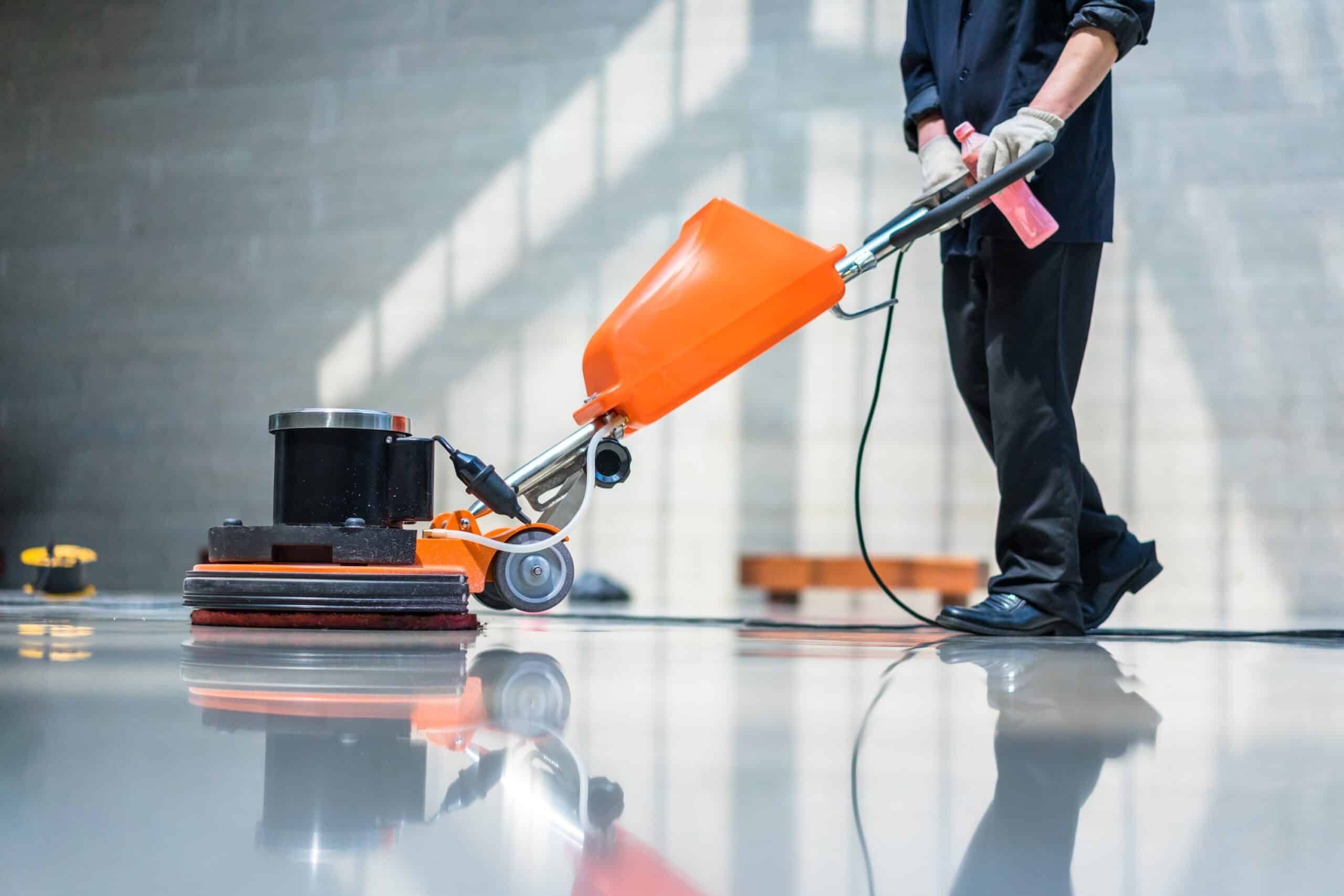 waxing a hard floor.